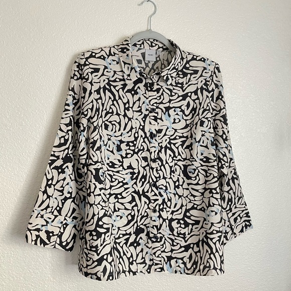 ICHI Jepia Pattern Button Down Shirt S - Picture 3 of 9